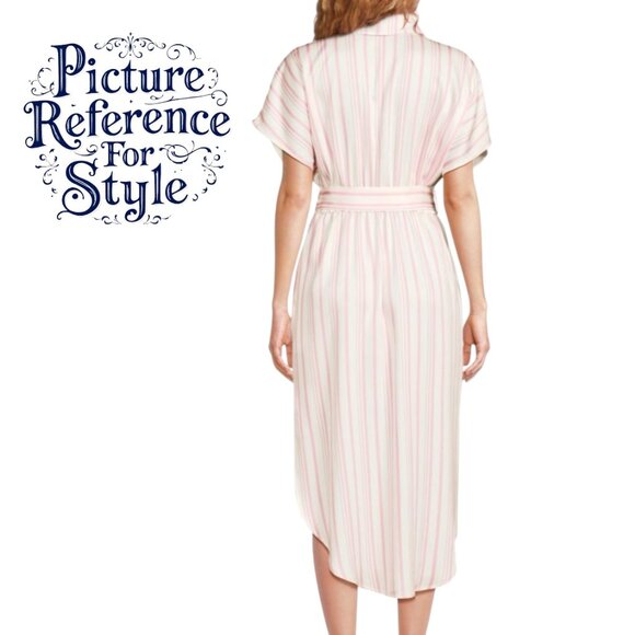 Saks Fifth Avenue Striped Belted Midi Dress (NWT) - Picture 2 of 2